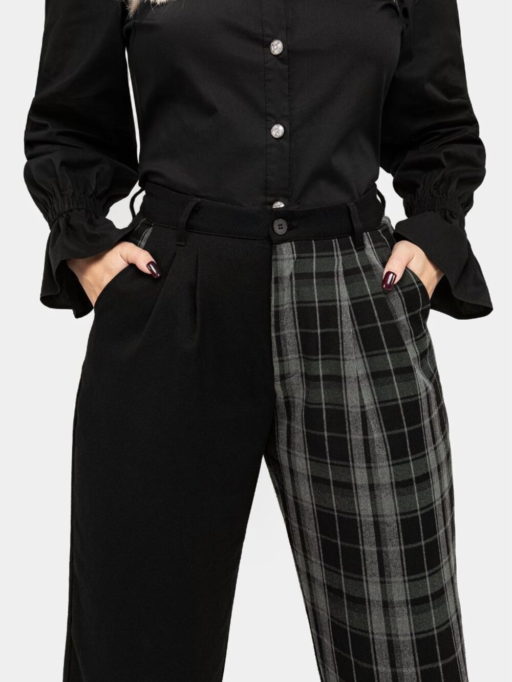 Disturbia Checkmate High Waist Tapered Trousers Size 12
